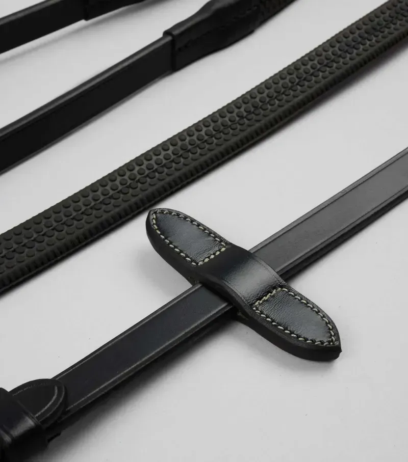 Premier Equine 5/8 Cassano Rubber Grip Reins - Black-1