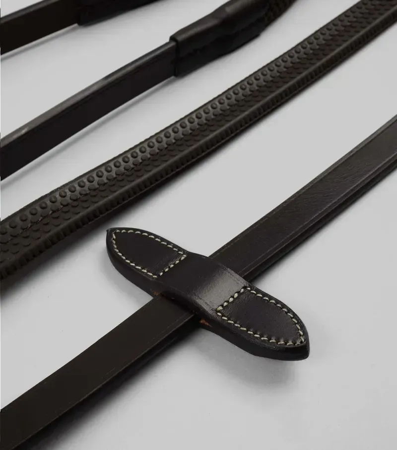 Premier Equine 5/8 Cassano Rubber Grip Reins - Brown-1