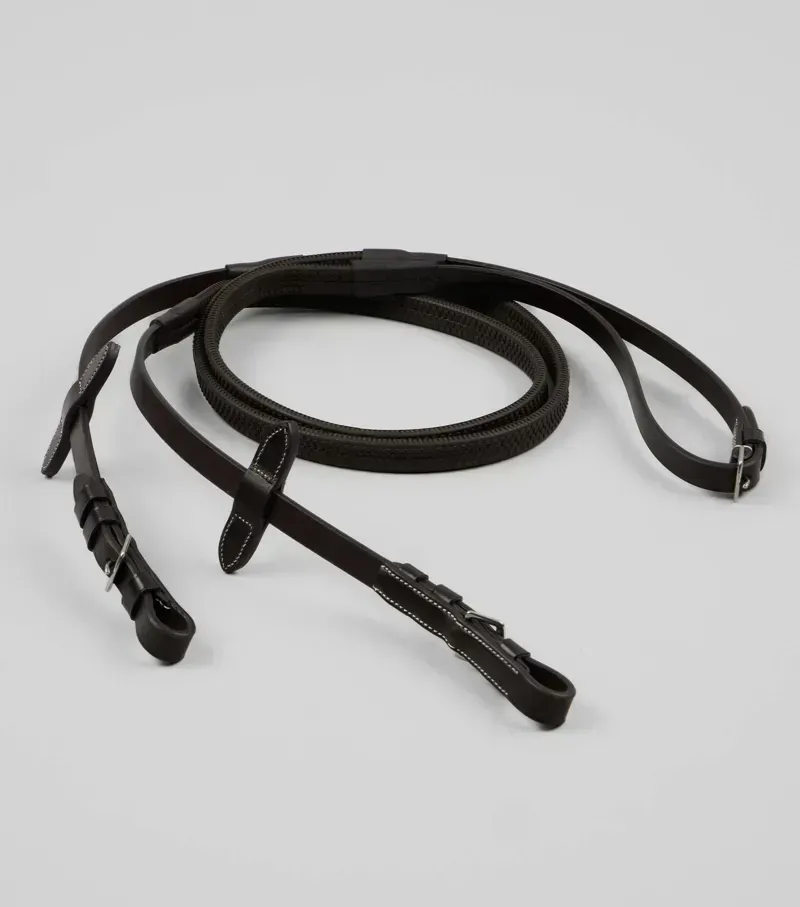 Premier Equine 5/8 Cassano Rubber Grip Reins - Brown-2