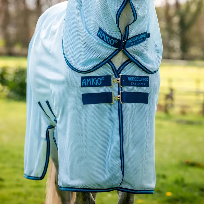Horseware Amigo Bug Buster Fly Rug - Azure Blue/Navy/Electric Blue-3