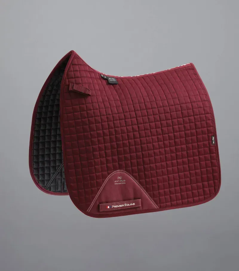 Premier Equine Close Contact Cotton Dressage Saddle Pad - Burgundy