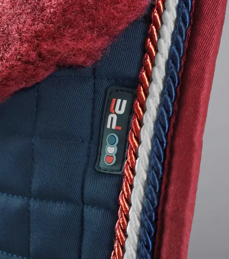 Premier Equine Close Contact Merino Wool European Dressage Square - Navy/Burgundy-1