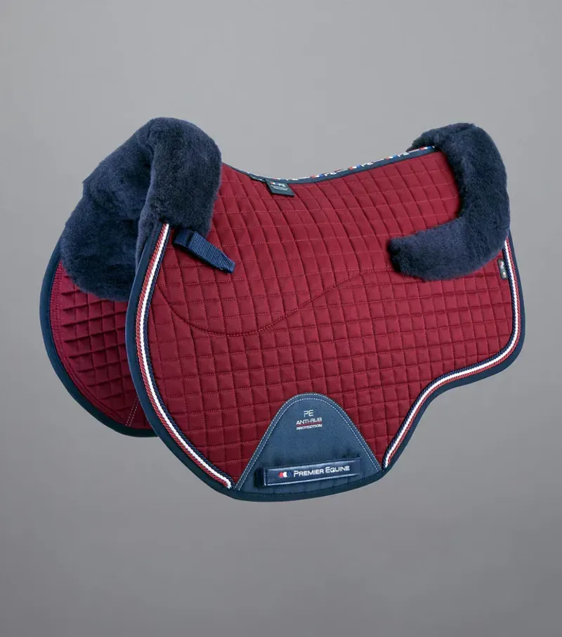 Premier Equine Close Contact Merino Wool European GP/Jump Square - Burgundy/Navy