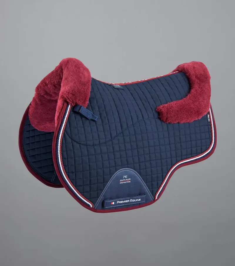 Premier Equine Close Contact Merino Wool European GP/Jump Square - Navy/Burgundy