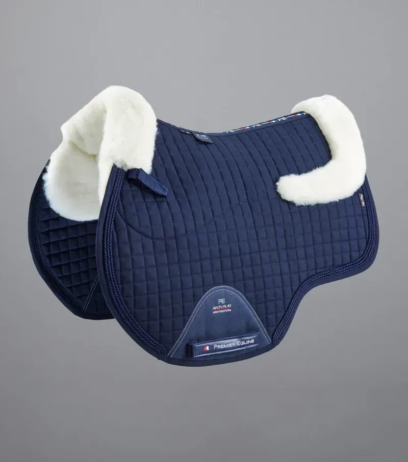 Premier Equine Close Contact Merino Wool European GP/Jump Square - Navy/Natural