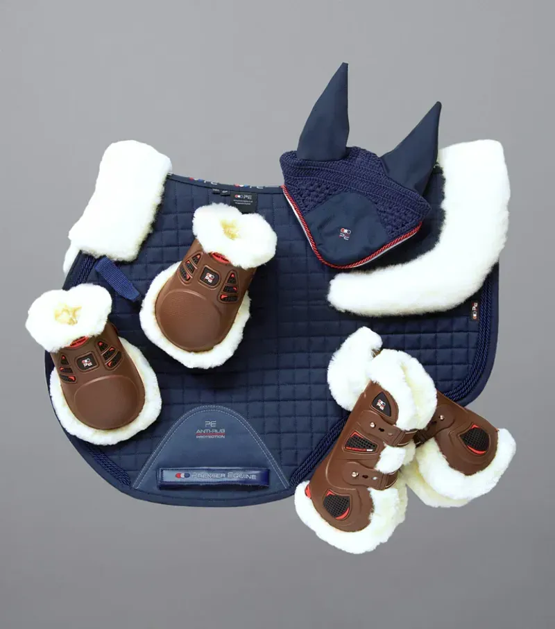 Premier Equine Close Contact Merino Wool European GP/Jump Square - Navy/Natural-1