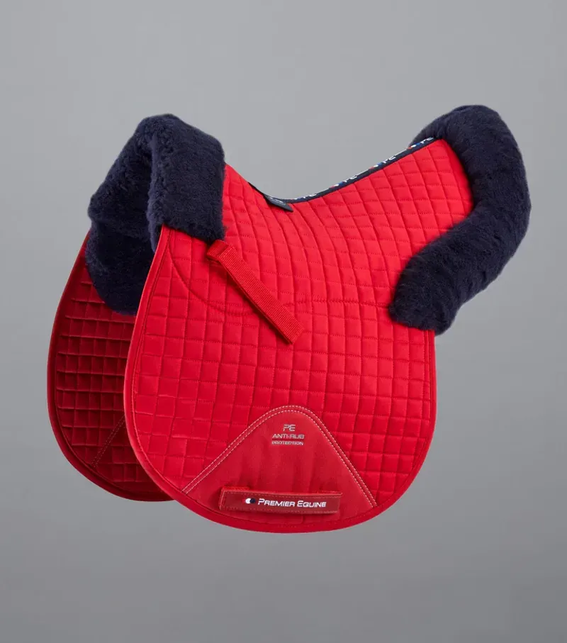 Premier Equine Merino Wool GP/Jump Numnah - Red/Navy Wool