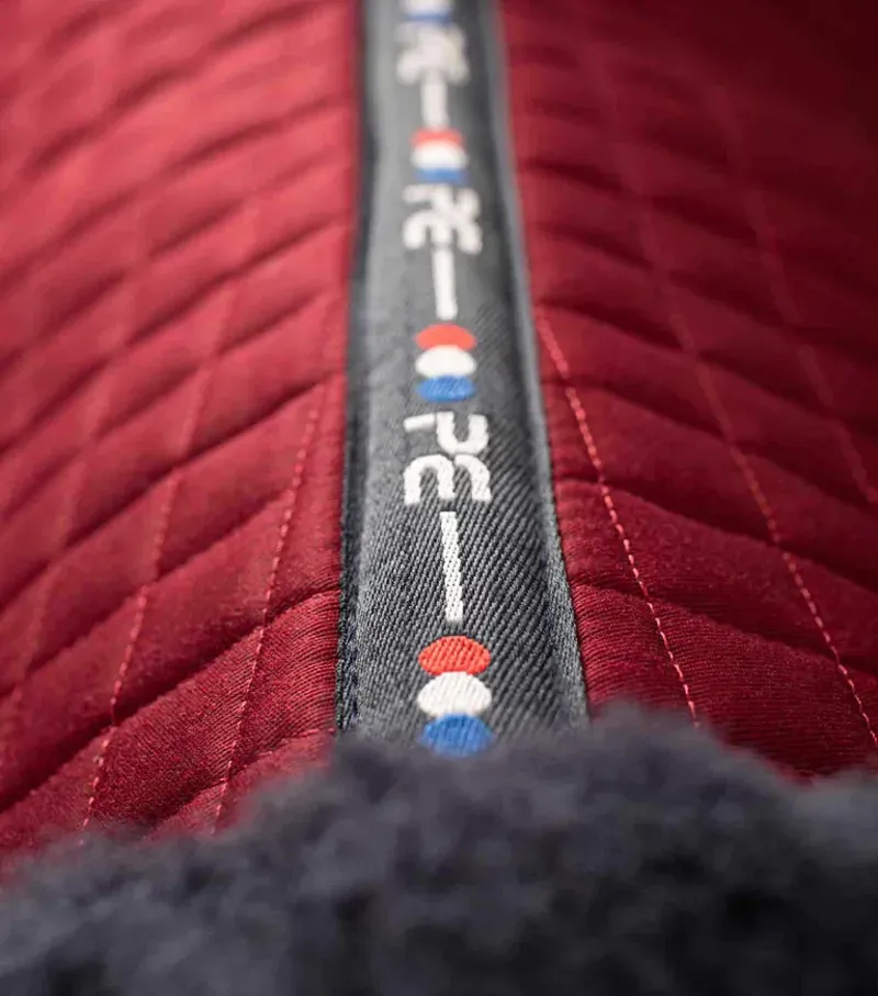 Premier Equine Close Contact Merino Wool European GP/Jump Square - Burgundy/Navy-5