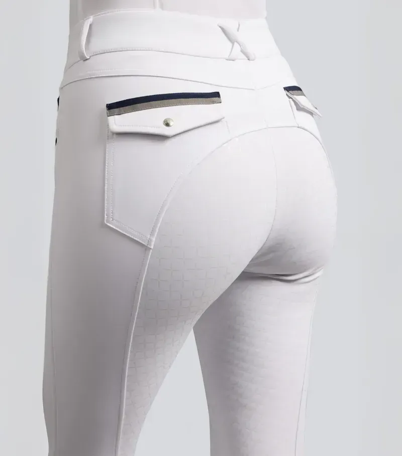 Premier Equine Womens Coco Novo Full Seat Competition Riding Breeches - White-1