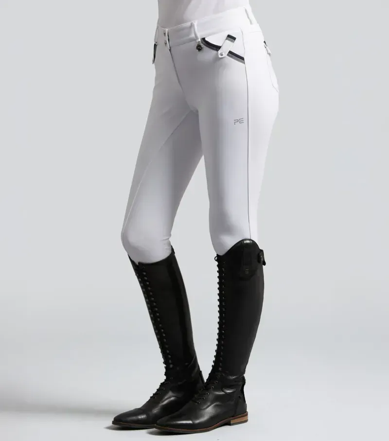 Premier Equine Womens Coco Novo Full Seat Competition Riding Breeches - White-2