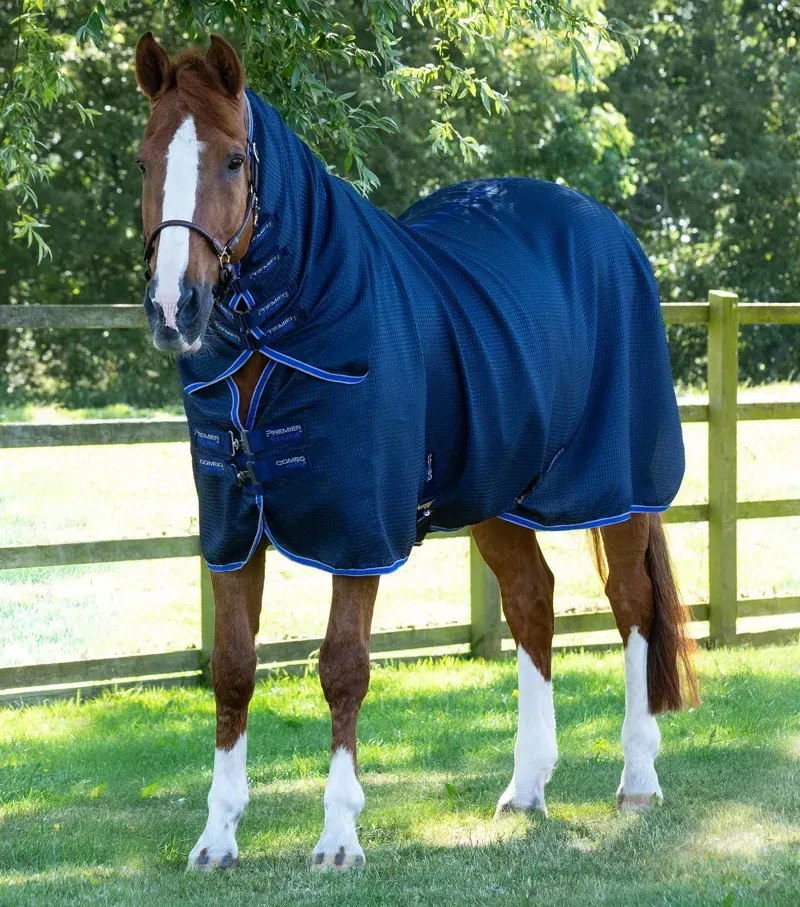 Premier Equine Combo Buster Waffle Horse Cooler Rug - Navy