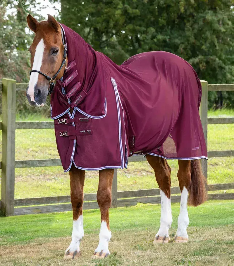 Premier Equine Combo Mesh Air Fly Rug With Surcingles - Wine