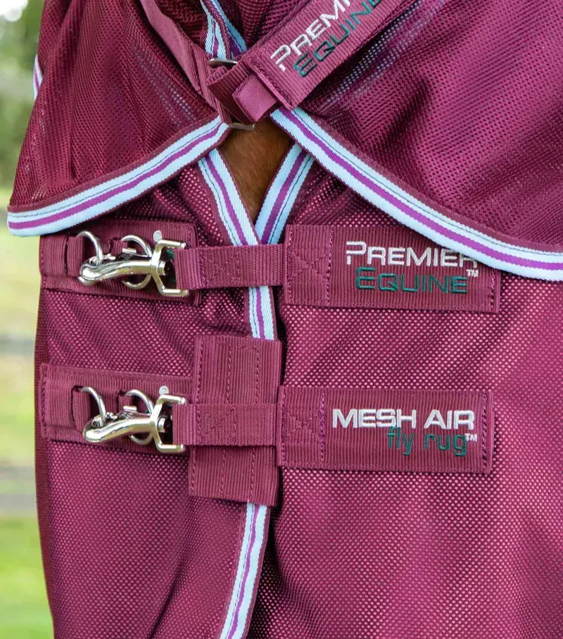 Premier Equine Combo Mesh Air Fly Rug With Surcingles - Wine-2