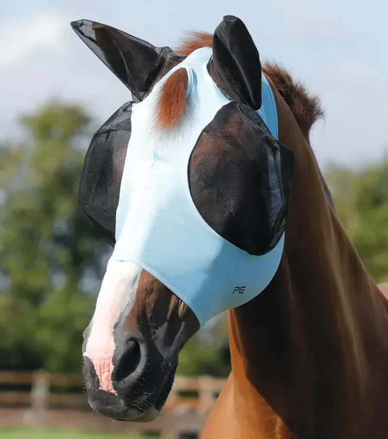 Premier Equine Comfort Tech Lycra Fly Mask - Blue-3