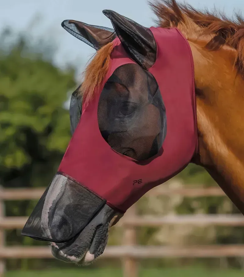 Comfort Tech Lycra Fly Mask Xtra - Wine