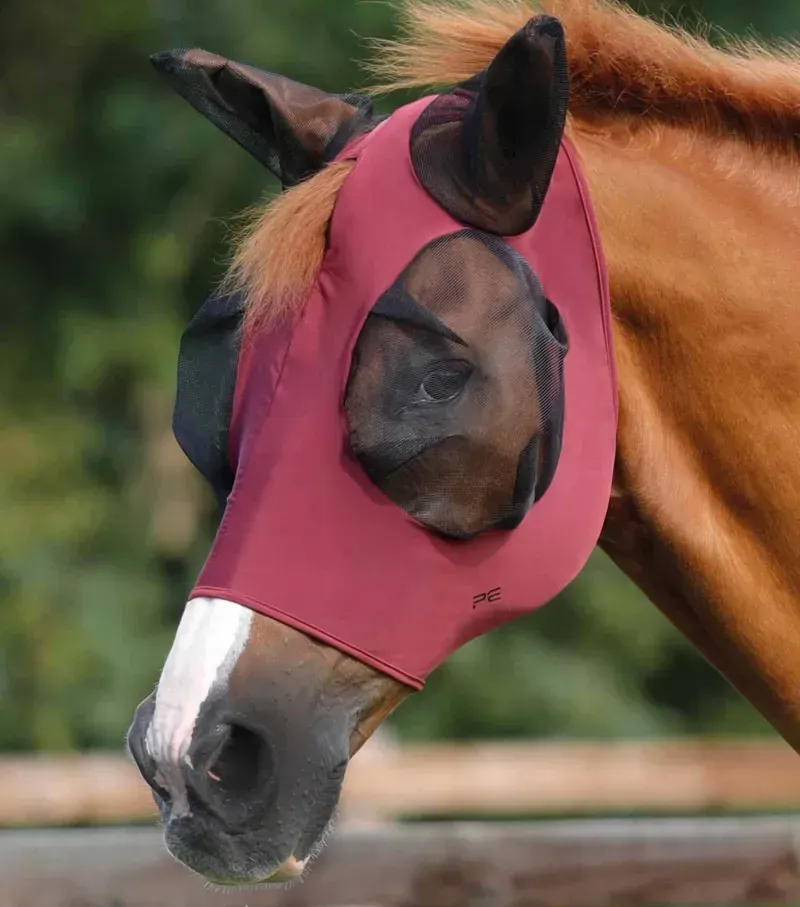 Premier Equine Comfort Tech Lycra Fly Mask - Wine