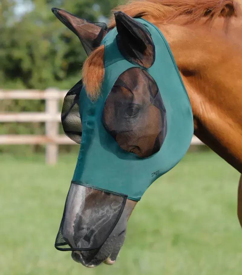 Premier Equine Comfort Tech Lycra Fly Mask Xtra - Green