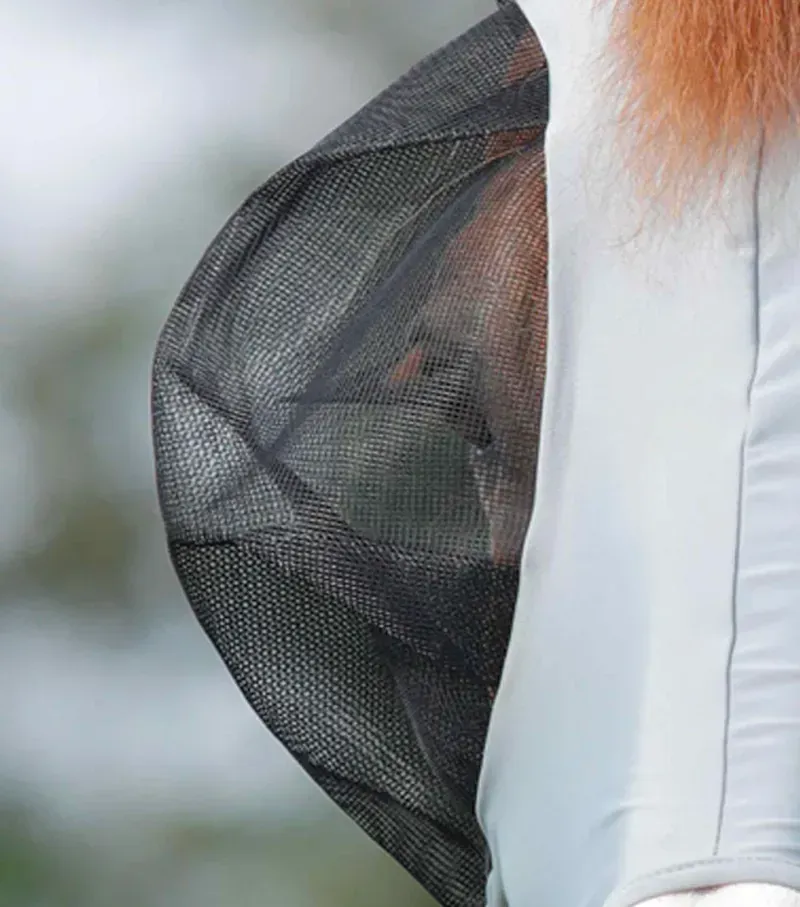 Premier Equine Comfort Tech Lycra Fly Mask Xtra - Grey-2