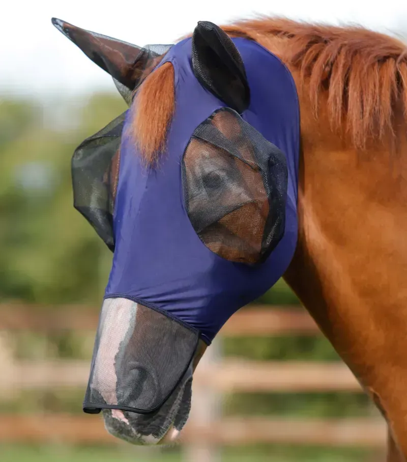 Premier Equine Comfort Tech Lycra Fly Mask Xtra - Navy