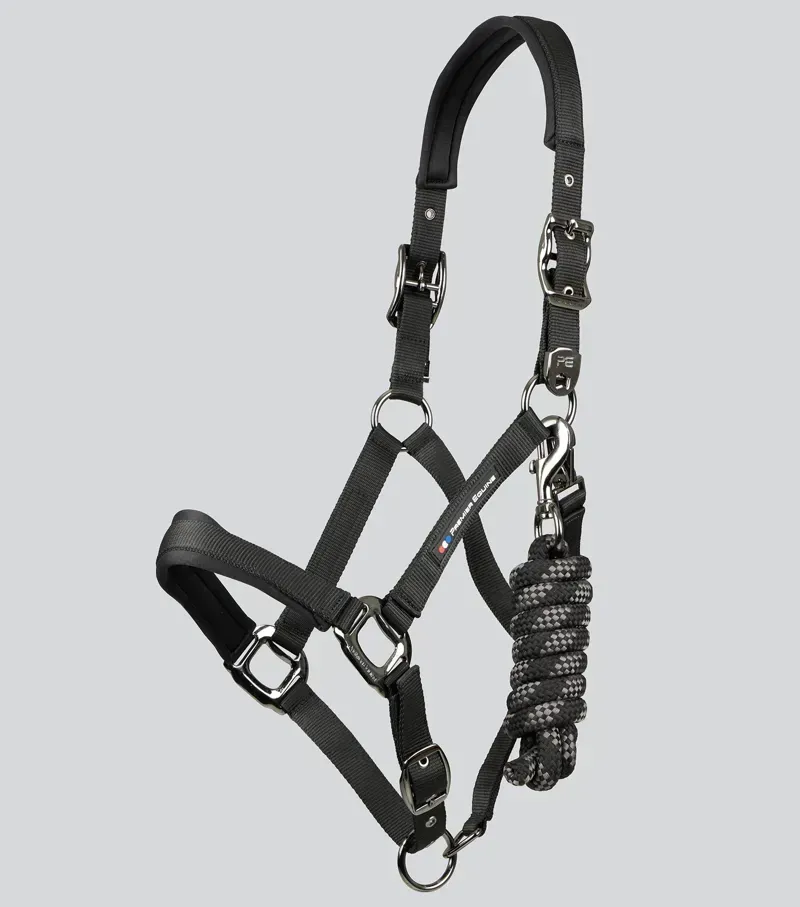 Premier Equine Corda Padded Head Collar With Lead Rope - Black