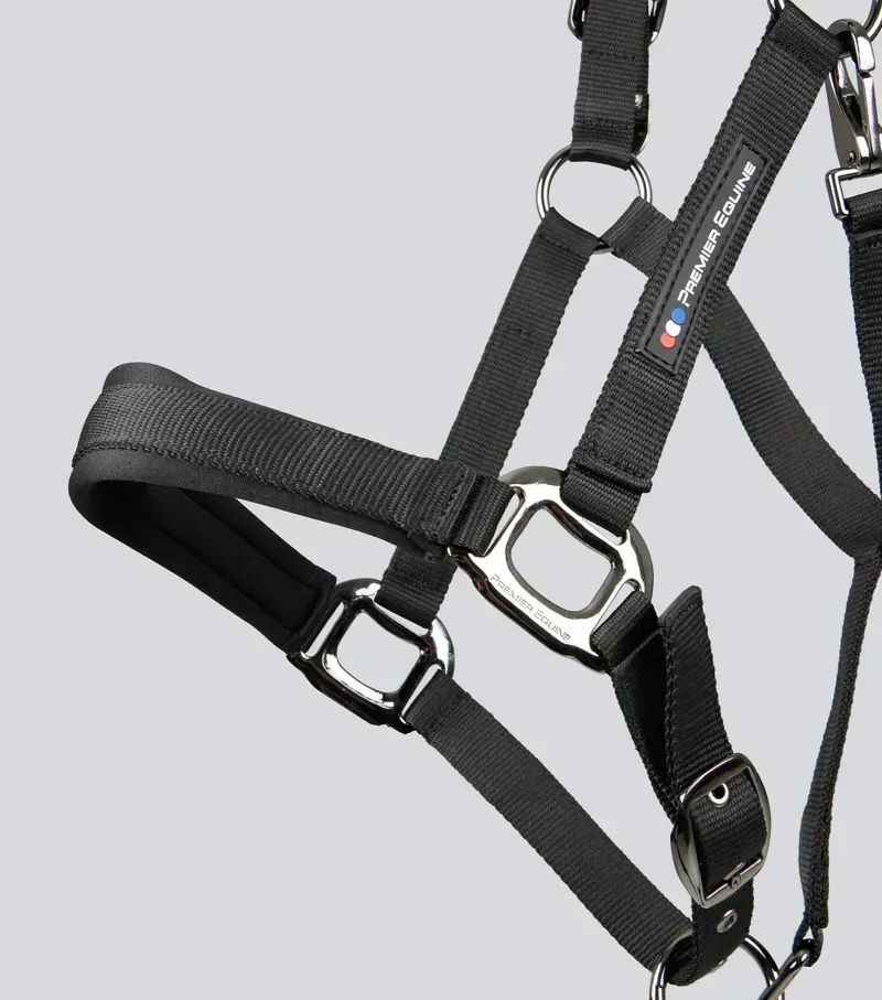 Premier Equine Corda Padded Head Collar With Lead Rope - Black-4