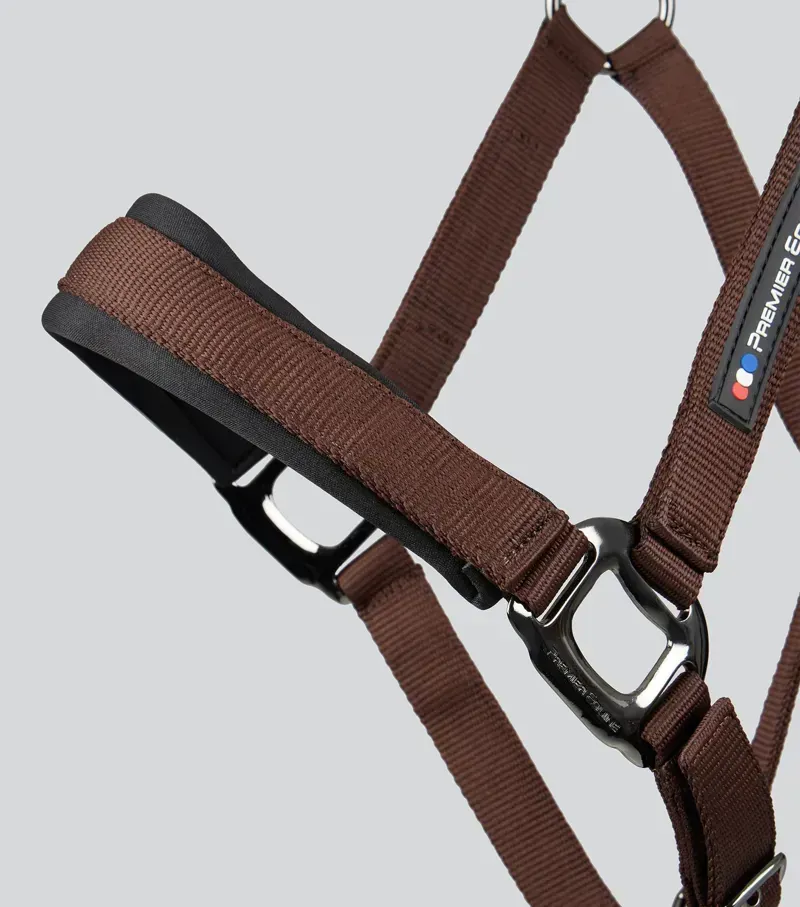 Premier Equine Corda Padded Head Collar With Lead Rope - Brown-4