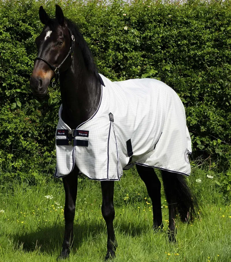 Premier Equine Cotone Original Stable Sheet - White/Navy Check