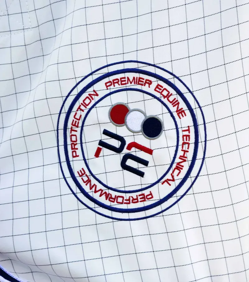 Premier Equine Cotone Original Stable Sheet - White/Navy Check-3