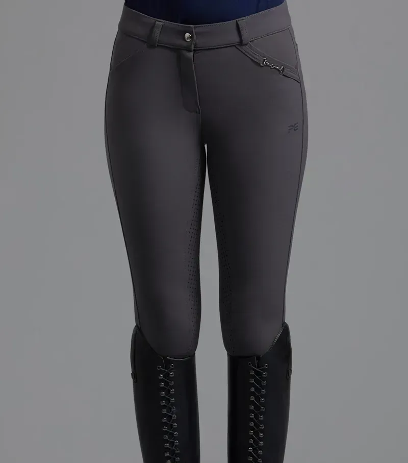 Premier Equine Ladies Delta Full Seat Gel Riding Breeches - Anthracite-3