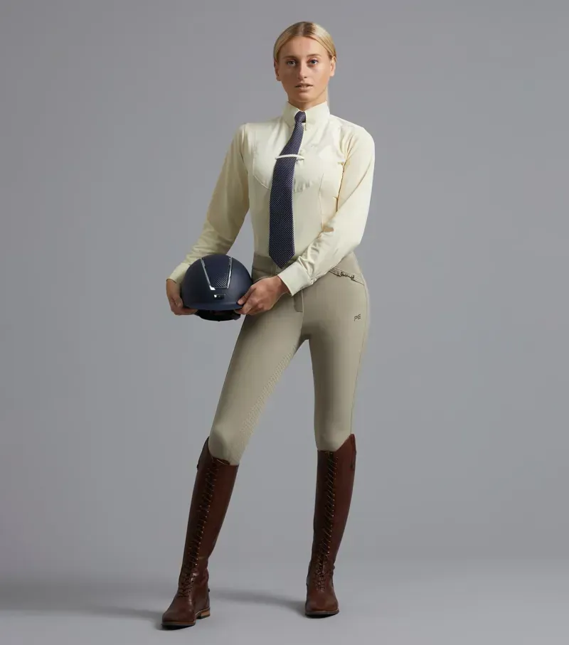 Premier Equine Ladies Delta Full Seat Gel Competition Riding Breeches - Beige-5