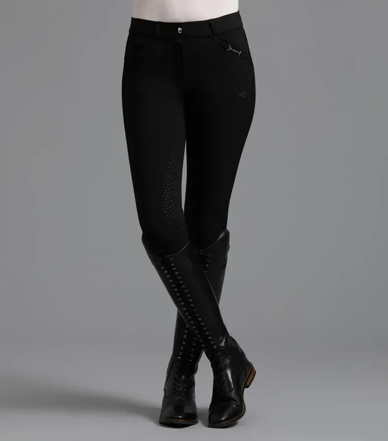 Premier Equine Ladies Delta Full Seat Gel Riding Breeches - Black-3