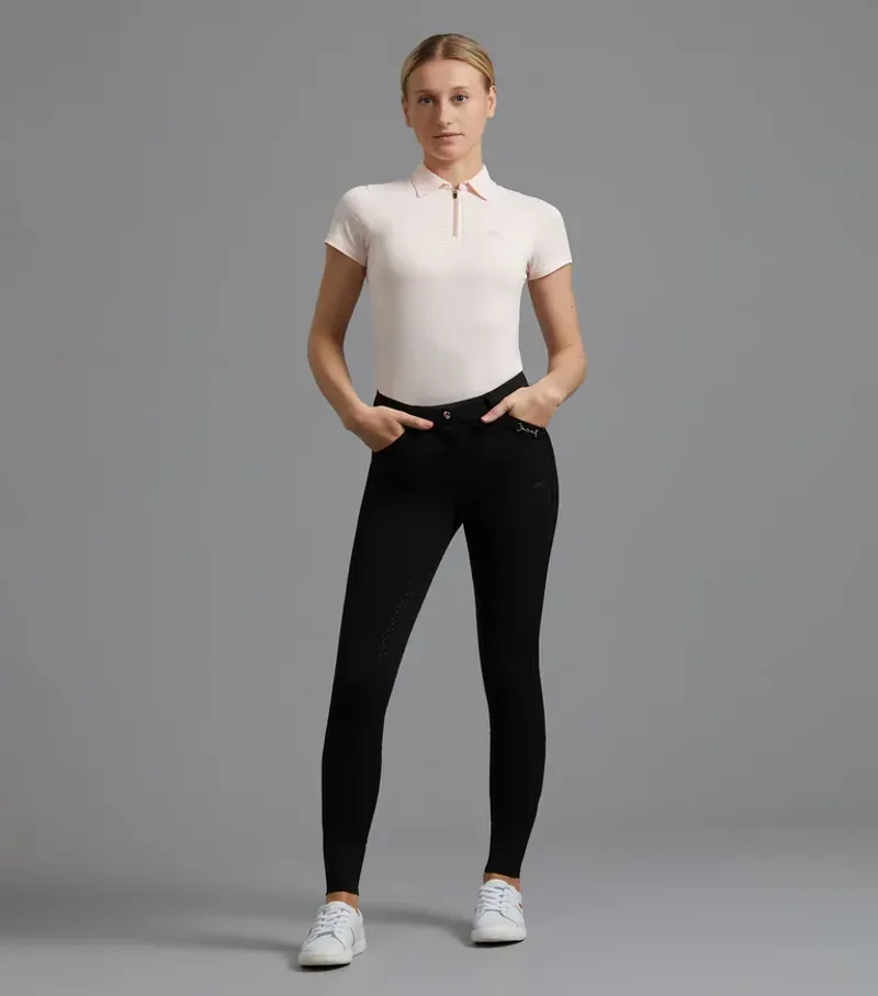 Premier Equine Ladies Delta Full Seat Gel Riding Breeches - Black-5