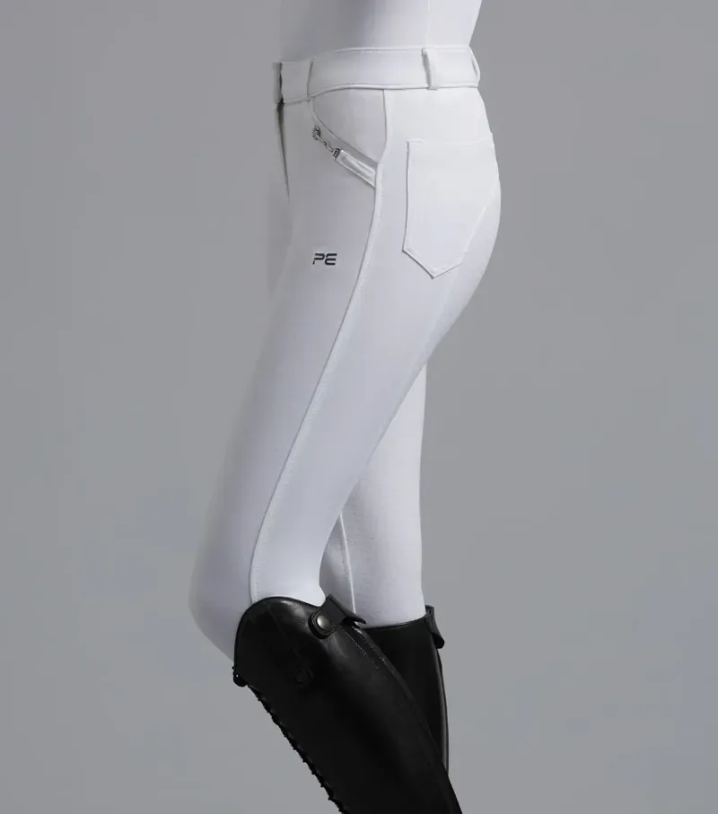 Premier Equine Ladies Delta Full Seat Gel Competition Riding Breeches - White-2