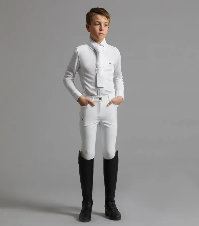 Premier Equine Boys Derby Competition Riding Breeches - White