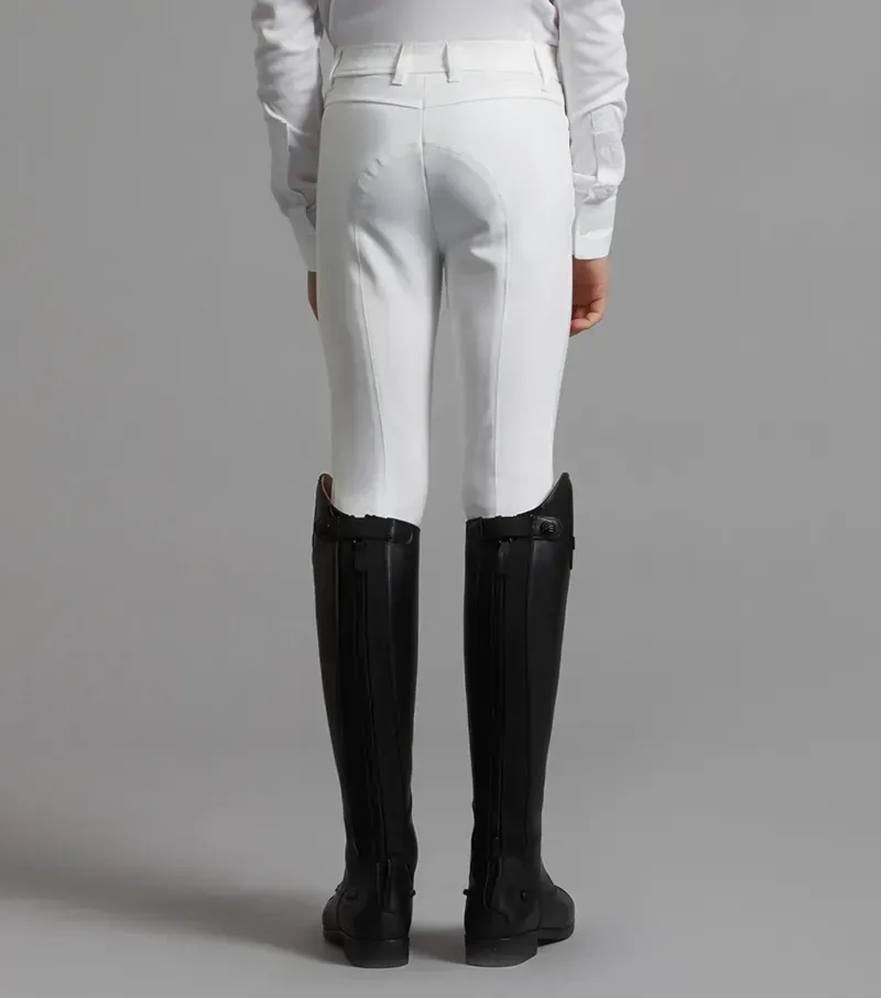 Premier Equine Boys Derby Competition Riding Breeches - White-2