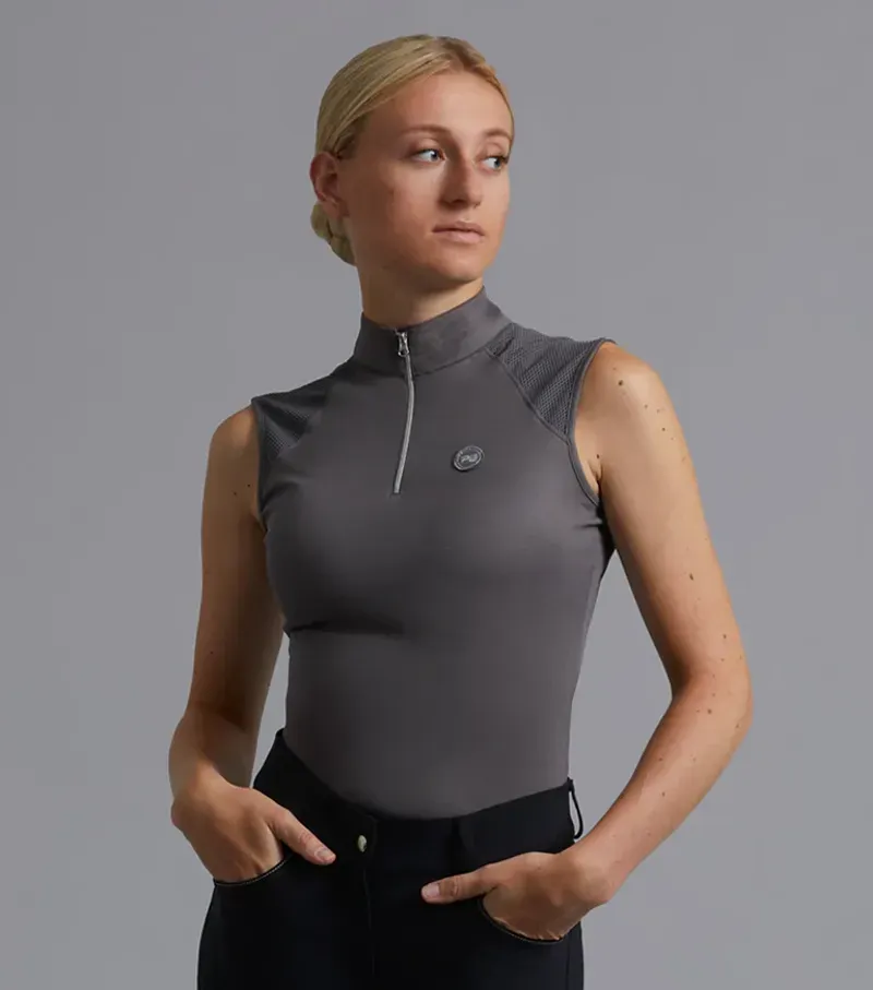 Premier Equine Ladies Derina Technical Sleeveless Riding Top - Anthracite Grey