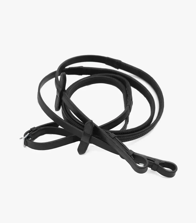Premier Equine Diego Rubber Reins - Black-1
