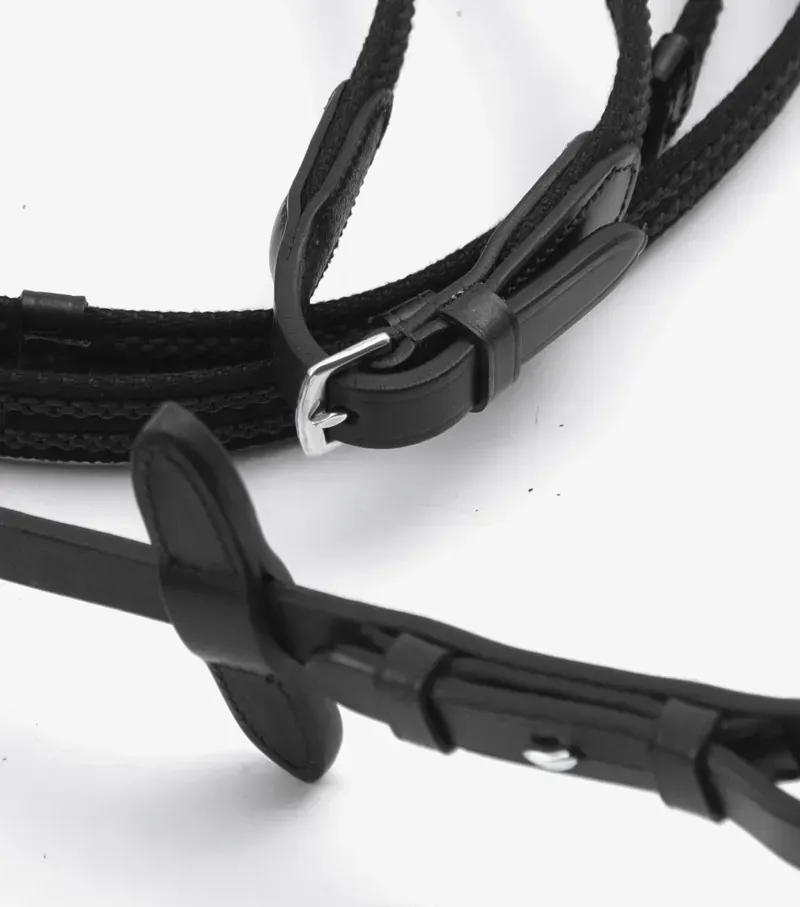 Premier Equine 3/4 Domenico Web and Rubber Grip Reins - Black-3