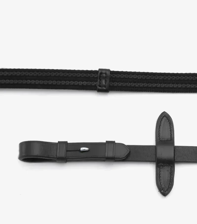 Premier Equine 3/4 Domenico Web and Rubber Grip Reins - Black-5