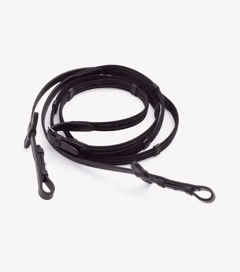Premier Equine 3/4 Domenico Web and Rubber Grip Reins - Brown-2