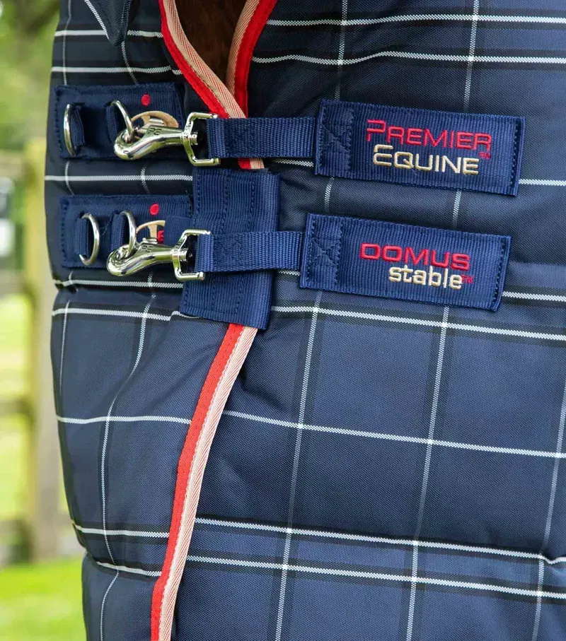 Premier Equine 400g Domus Combo Stable Rug - Navy Check-2