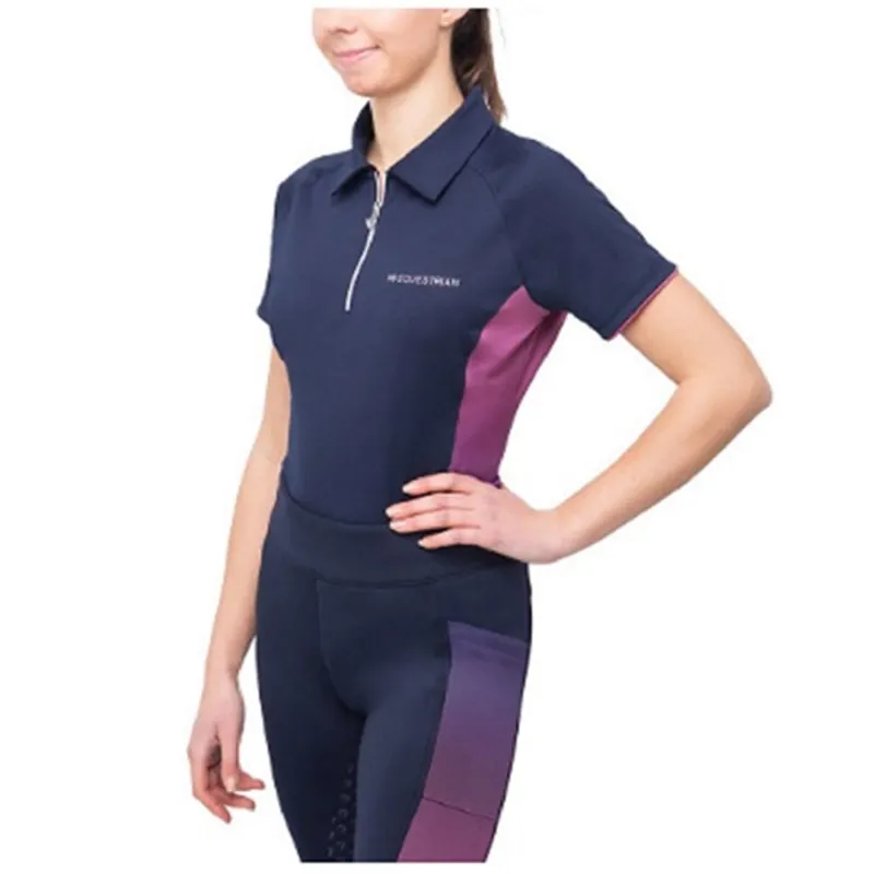 Hy Equestrian Synergy Elevate Polo - Navy/Fig