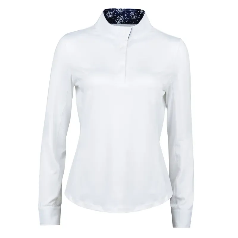 Dublin Ladies Ria Long Sleeve Competition Shirt - White/Navy