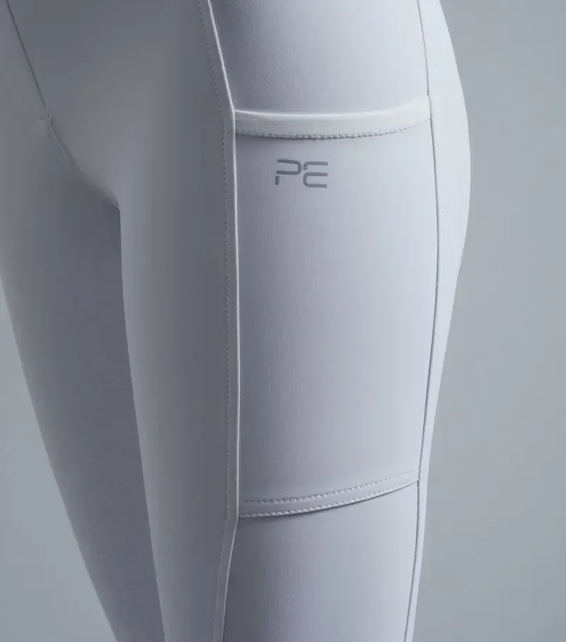 Premier Equine Ladies Electra Full Seat Gel Riding Tights - White-3