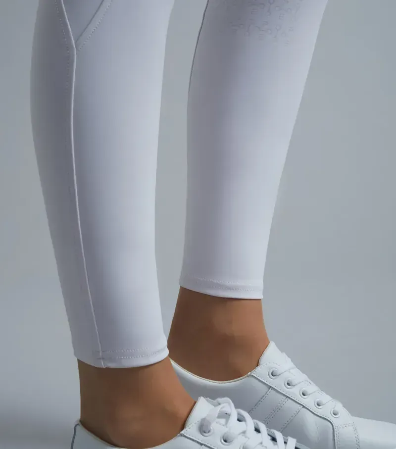 Premier Equine Ladies Electra Full Seat Gel Riding Tights - White-4