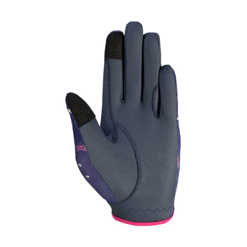 Hy Equestrian Sabina Children's Mesh Riding Gloves by Little Rider - Navy/Pink-1