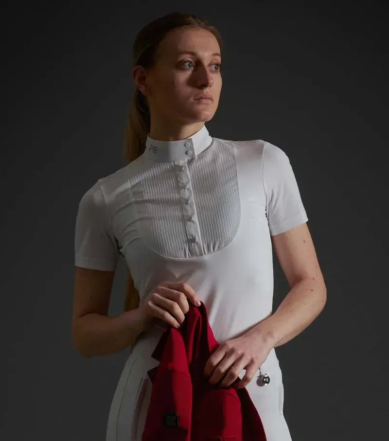 Premier Equine Ladies Famosa Short Sleeve Competition Shirt - White-1