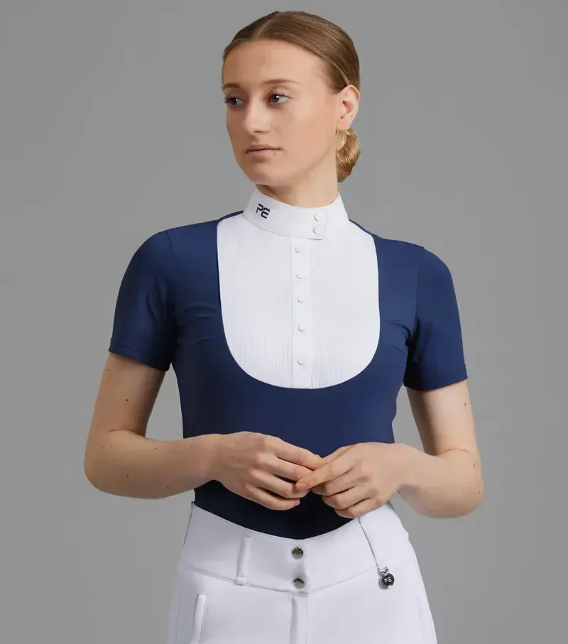 Premier Equine Ladies Famosa Short Sleeve Competition Shirt - Navy