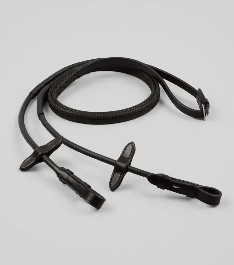 Premier Equine 5/8 Finetti Rolled Leather Reins - Brown-2
