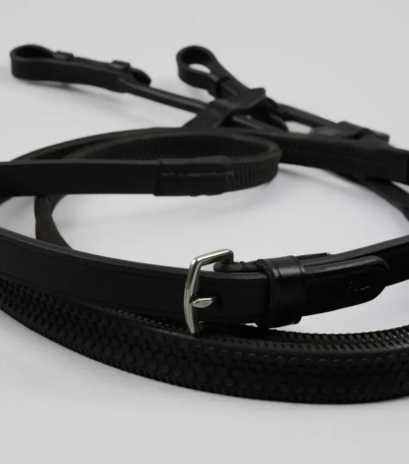 Premier Equine 5/8 Finetti Rolled Leather Reins - Black-3